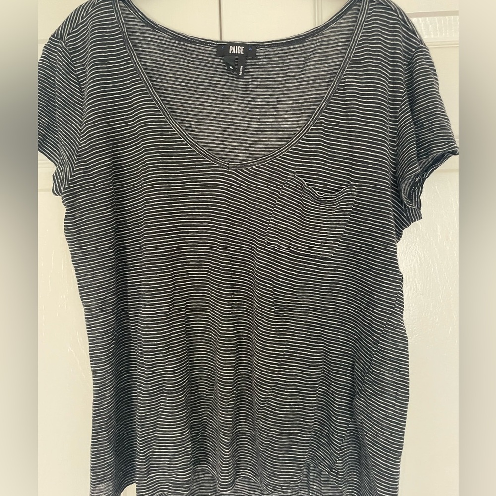 PAIGE Monochrome Striped Tee (slub pocket)